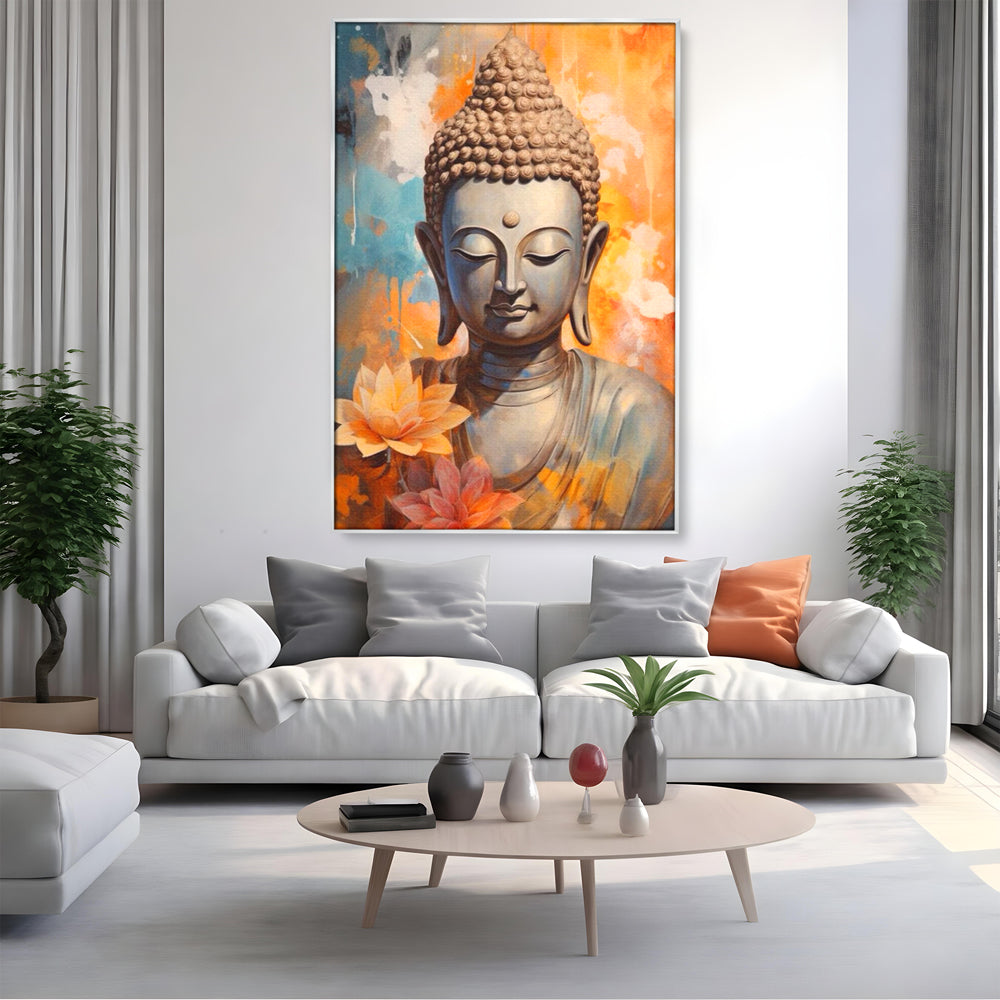 Leinwandbilder Premium LuxCanva® I139, Blumen des Lichts, Buddha, Zen, Spiritualität, Meditation, Balance, Harmonie, Erleuchtung, Blumen, Lotus, lebendige Farben, Wohnen, Schlafzimmer