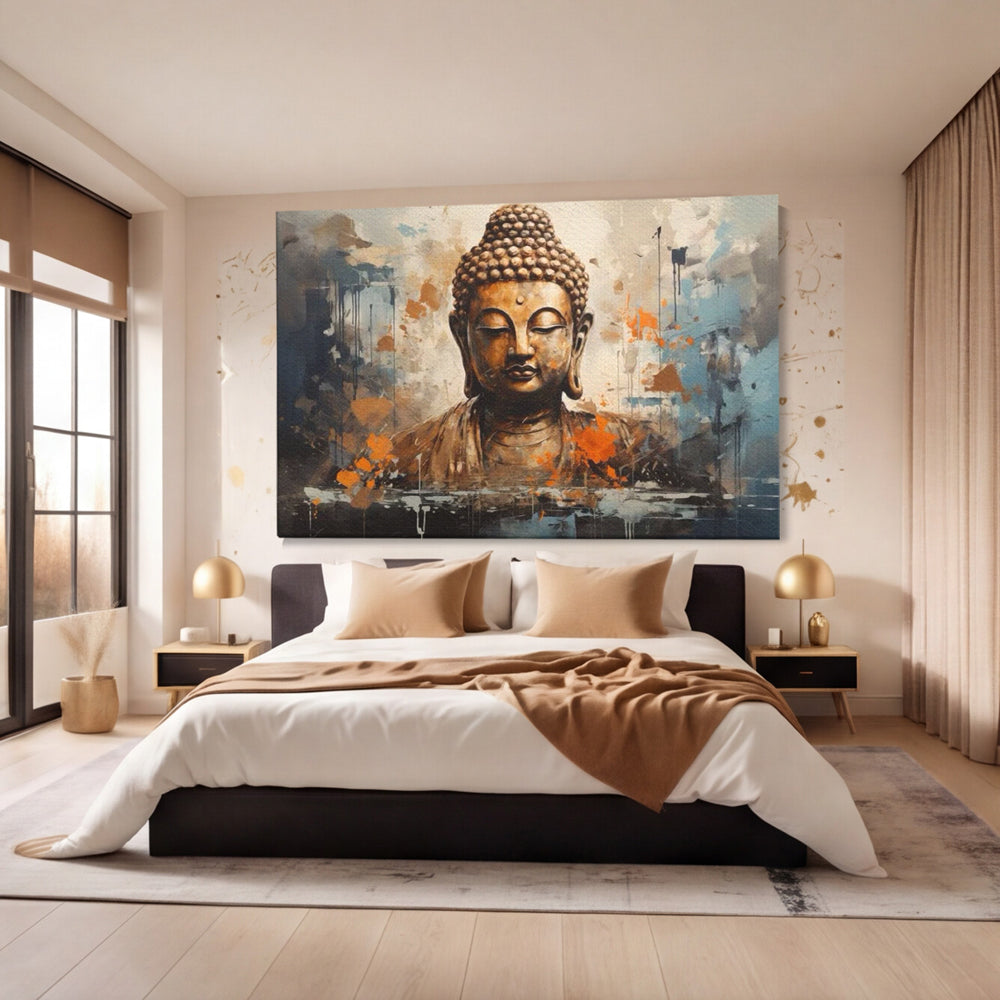 Tablou Canvas Premium LuxCanva® I140, Serenitate Abstracta. Buddha, Zen, Echilibru, Meditatie, Spiritualitate, Contemplare, Armonie, Traditie, Reflexie, Living, Dormitor