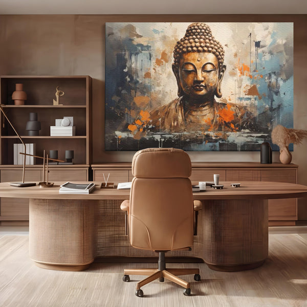Tablou Canvas Premium LuxCanva® I140, Serenitate Abstracta. Buddha, Zen, Echilibru, Meditatie, Spiritualitate, Contemplare, Armonie, Traditie, Reflexie, Living, Dormitor