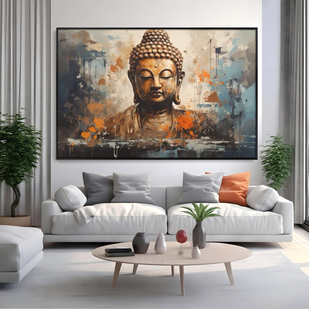 Tablou Canvas Premium LuxCanva® I140, Serenitate Abstracta. Buddha, Zen, Echilibru, Meditatie, Spiritualitate, Contemplare, Armonie, Traditie, Reflexie, Living, Dormitor