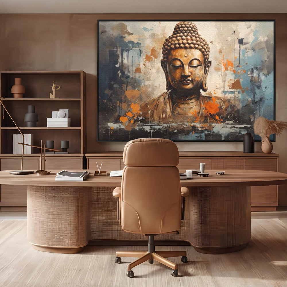 Tablou Canvas Premium LuxCanva® I140, Serenitate Abstracta. Buddha, Zen, Echilibru, Meditatie, Spiritualitate, Contemplare, Armonie, Traditie, Reflexie, Living, Dormitor