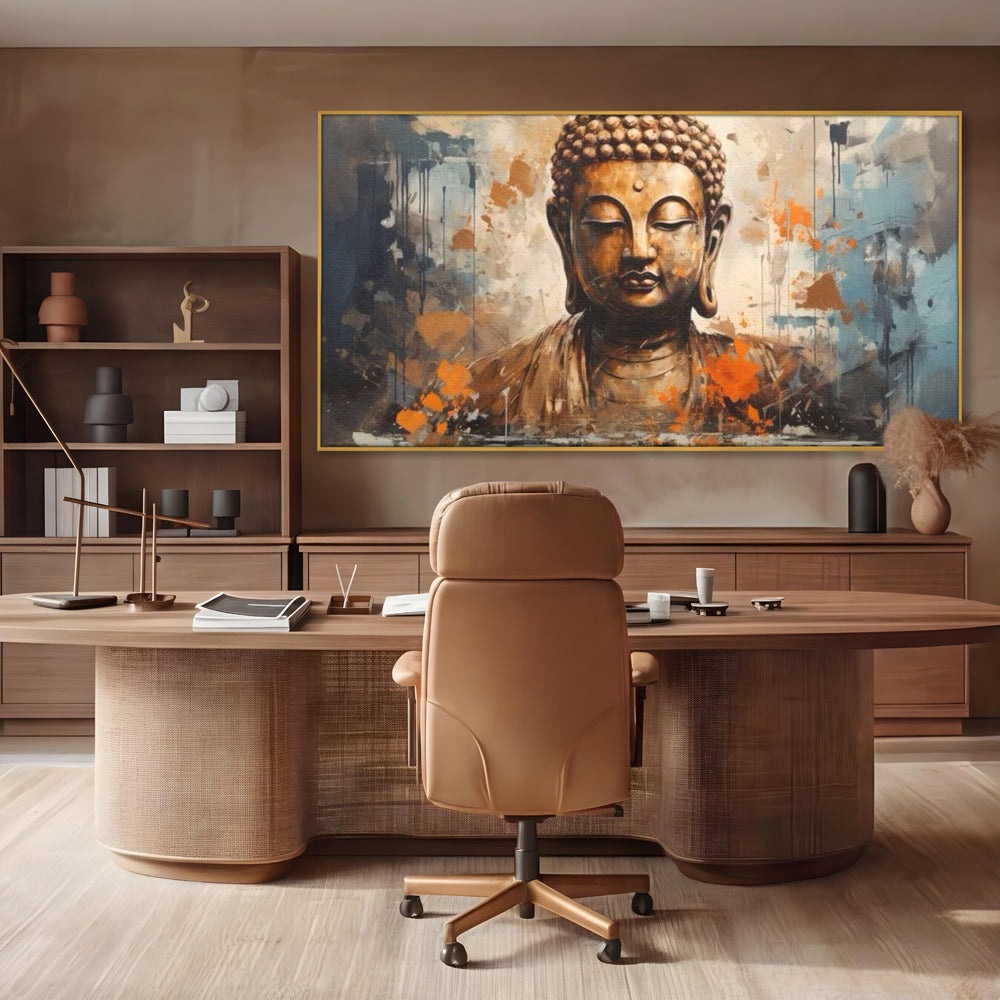 Tablou Canvas Premium LuxCanva® I140, Serenitate Abstracta. Buddha, Zen, Echilibru, Meditatie, Spiritualitate, Contemplare, Armonie, Traditie, Reflexie, Living, Dormitor