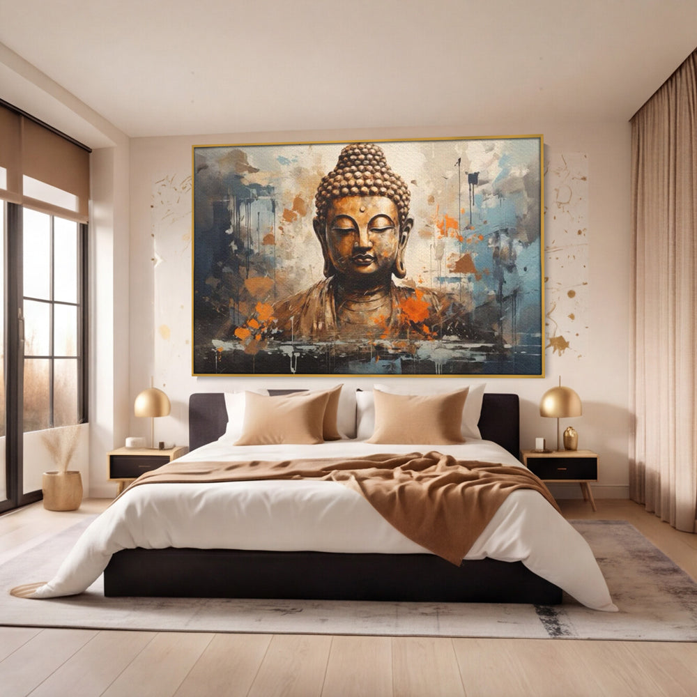 Tablou Canvas Premium LuxCanva® I140, Serenitate Abstracta. Buddha, Zen, Echilibru, Meditatie, Spiritualitate, Contemplare, Armonie, Traditie, Reflexie, Living, Dormitor