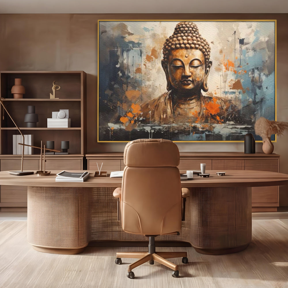 Tablou Canvas Premium LuxCanva® I140, Serenitate Abstracta. Buddha, Zen, Echilibru, Meditatie, Spiritualitate, Contemplare, Armonie, Traditie, Reflexie, Living, Dormitor