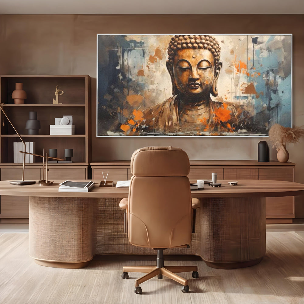 Tablou Canvas Premium LuxCanva® I140, Serenitate Abstracta. Buddha, Zen, Echilibru, Meditatie, Spiritualitate, Contemplare, Armonie, Traditie, Reflexie, Living, Dormitor