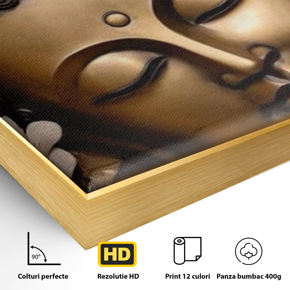 Leinwandbilder Premium LuxCanva® I141, Aura der Meditation, Buddha, Zen, Balance, Meditation, Spiritualität, Kontemplation, Besinnung, Harmonie, Blumen, Schmetterlinge, Gold, Wohnen, Schlafzimmer