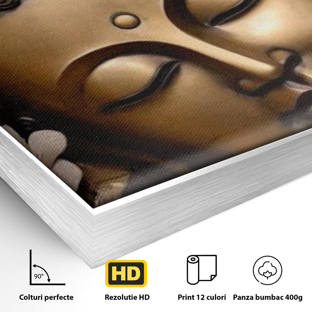 Leinwandbilder Premium LuxCanva® I141, Aura der Meditation, Buddha, Zen, Balance, Meditation, Spiritualität, Kontemplation, Besinnung, Harmonie, Blumen, Schmetterlinge, Gold, Wohnen, Schlafzimmer