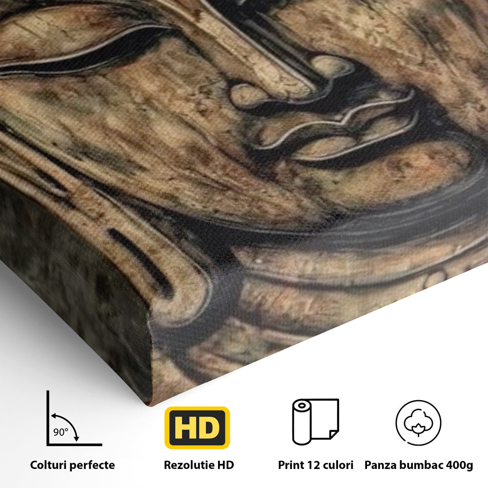 Tablou Canvas Premium LuxCanva® I142, Calm Interior, Buddha, Zen, Echilibru, Meditatie, Spiritualitate, Contemplare, Armonie, Traditie, Reflexie, Living, Dormitor