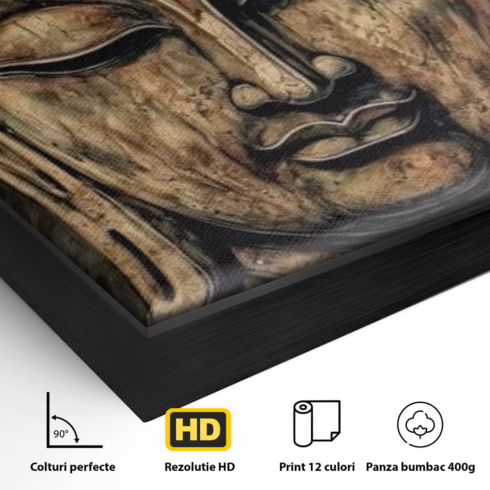 Tablou Canvas Premium LuxCanva® I142, Calm Interior, Buddha, Zen, Echilibru, Meditatie, Spiritualitate, Contemplare, Armonie, Traditie, Reflexie, Living, Dormitor