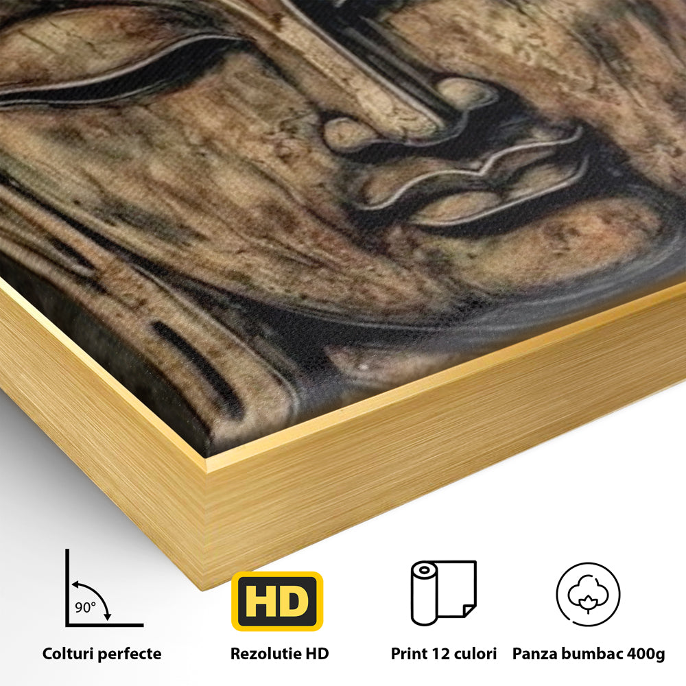 Tablou Canvas Premium LuxCanva® I142, Calm Interior, Buddha, Zen, Echilibru, Meditatie, Spiritualitate, Contemplare, Armonie, Traditie, Reflexie, Living, Dormitor