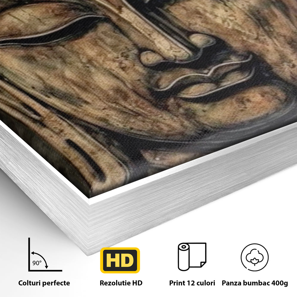 Tablou Canvas Premium LuxCanva® I142, Calm Interior, Buddha, Zen, Echilibru, Meditatie, Spiritualitate, Contemplare, Armonie, Traditie, Reflexie, Living, Dormitor