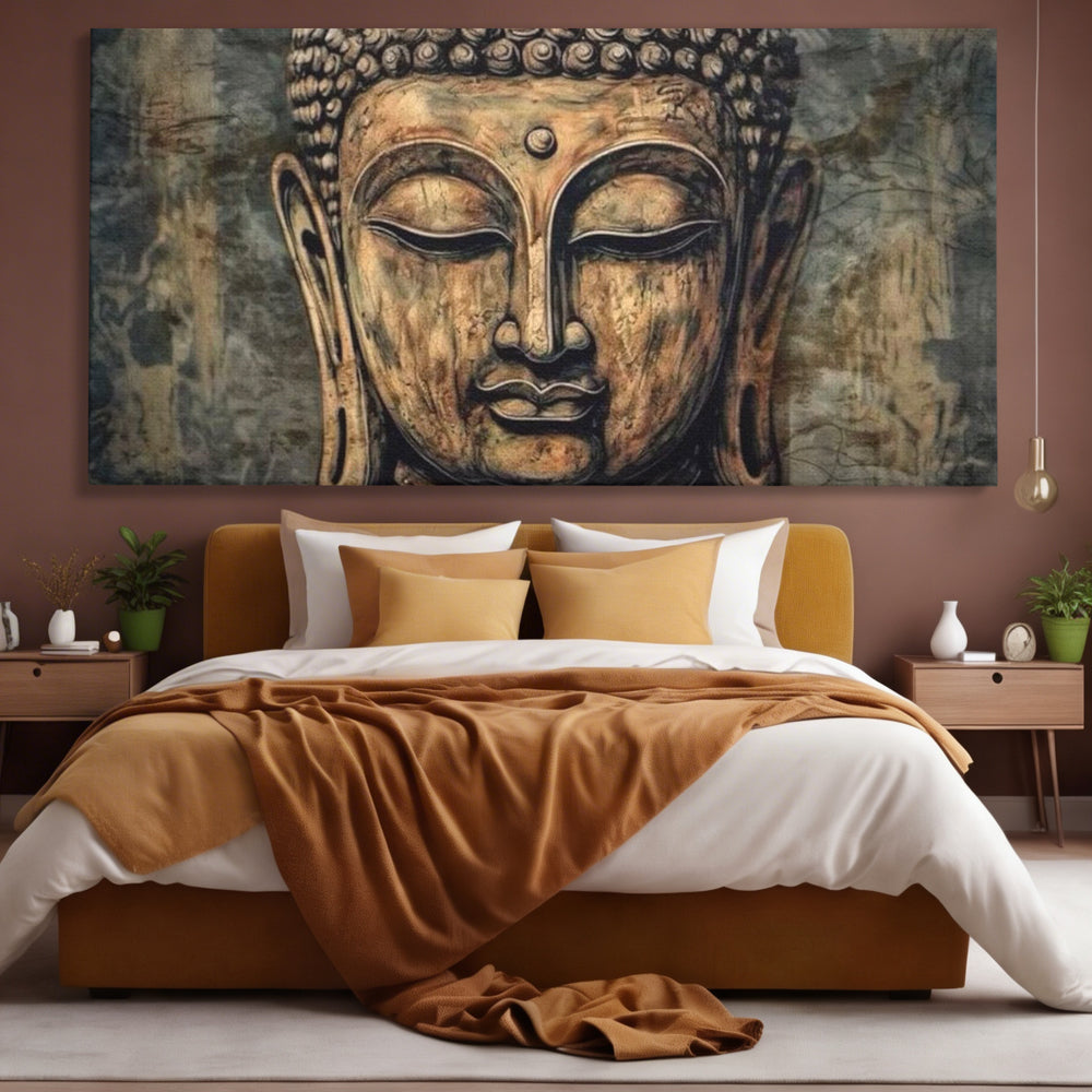 Tablou Canvas Premium LuxCanva® I142, Calm Interior, Buddha, Zen, Echilibru, Meditatie, Spiritualitate, Contemplare, Armonie, Traditie, Reflexie, Living, Dormitor