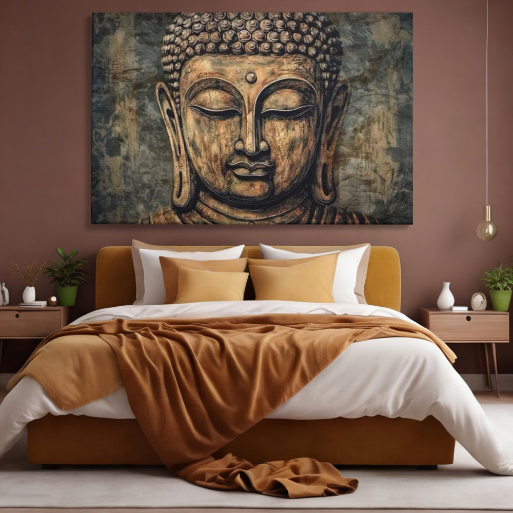 Tablou Canvas Premium LuxCanva® I142, Calm Interior, Buddha, Zen, Echilibru, Meditatie, Spiritualitate, Contemplare, Armonie, Traditie, Reflexie, Living, Dormitor