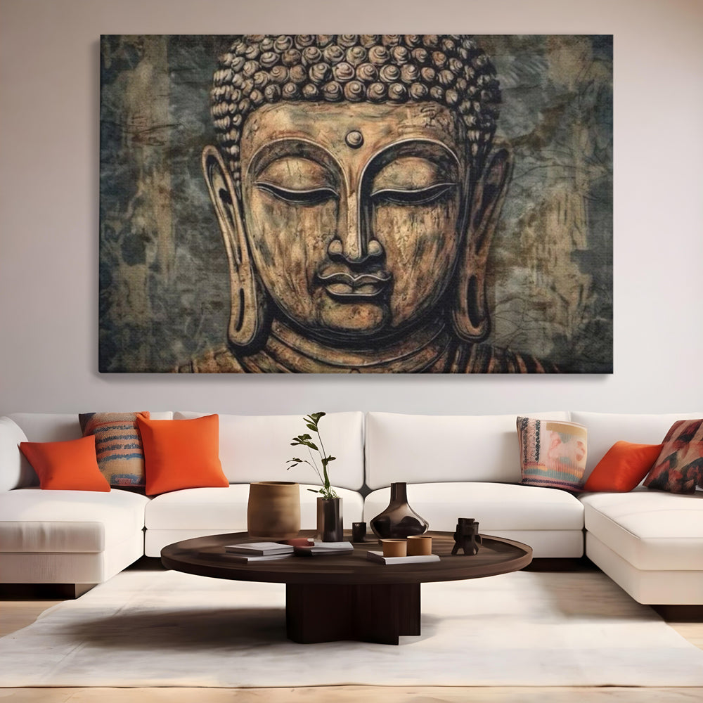 Tablou Canvas Premium LuxCanva® I142, Calm Interior, Buddha, Zen, Echilibru, Meditatie, Spiritualitate, Contemplare, Armonie, Traditie, Reflexie, Living, Dormitor