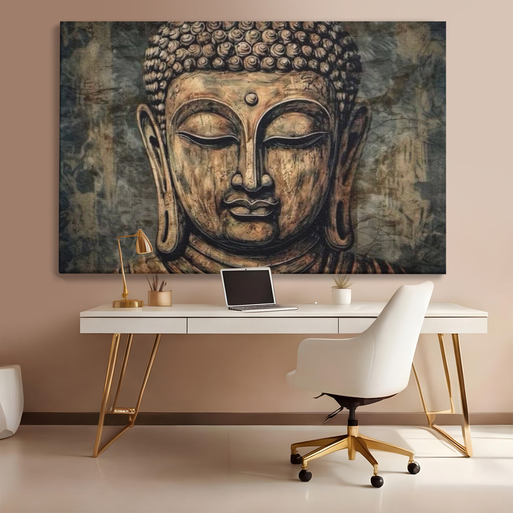 Tablou Canvas Premium LuxCanva® I142, Calm Interior, Buddha, Zen, Echilibru, Meditatie, Spiritualitate, Contemplare, Armonie, Traditie, Reflexie, Living, Dormitor