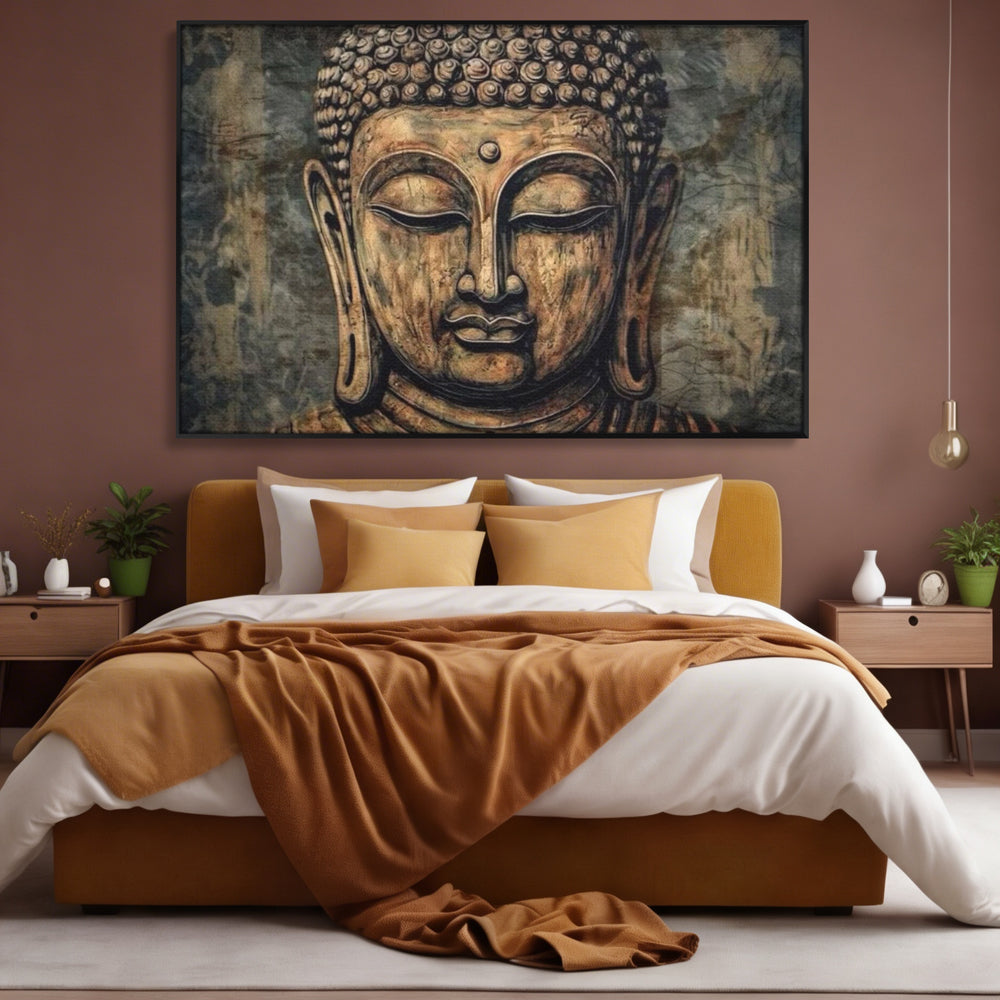 Tablou Canvas Premium LuxCanva® I142, Calm Interior, Buddha, Zen, Echilibru, Meditatie, Spiritualitate, Contemplare, Armonie, Traditie, Reflexie, Living, Dormitor