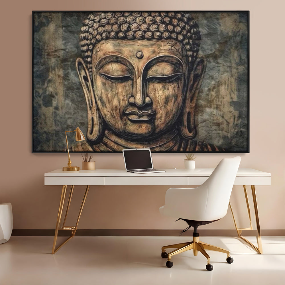 Tablou Canvas Premium LuxCanva® I142, Calm Interior, Buddha, Zen, Echilibru, Meditatie, Spiritualitate, Contemplare, Armonie, Traditie, Reflexie, Living, Dormitor