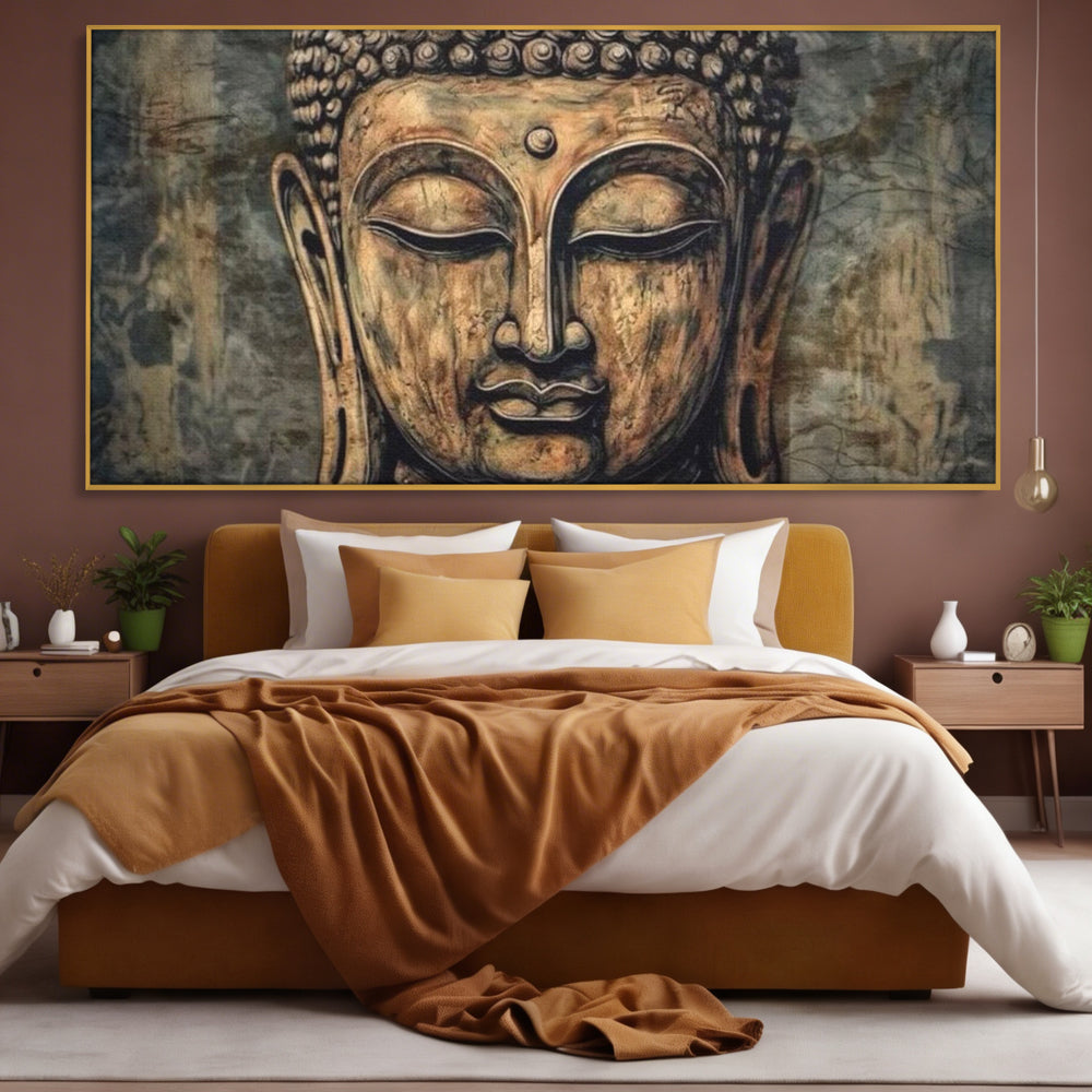 Tablou Canvas Premium LuxCanva® I142, Calm Interior, Buddha, Zen, Echilibru, Meditatie, Spiritualitate, Contemplare, Armonie, Traditie, Reflexie, Living, Dormitor