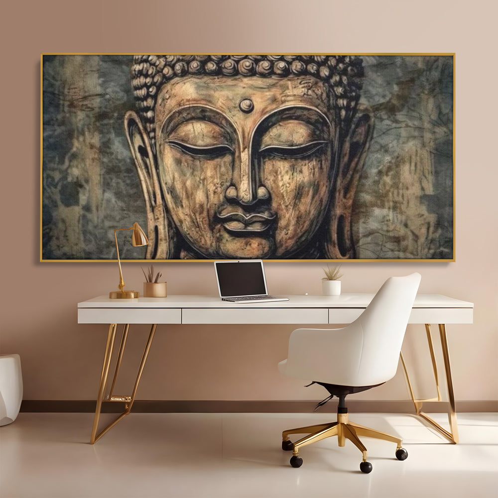 Tablou Canvas Premium LuxCanva® I142, Calm Interior, Buddha, Zen, Echilibru, Meditatie, Spiritualitate, Contemplare, Armonie, Traditie, Reflexie, Living, Dormitor