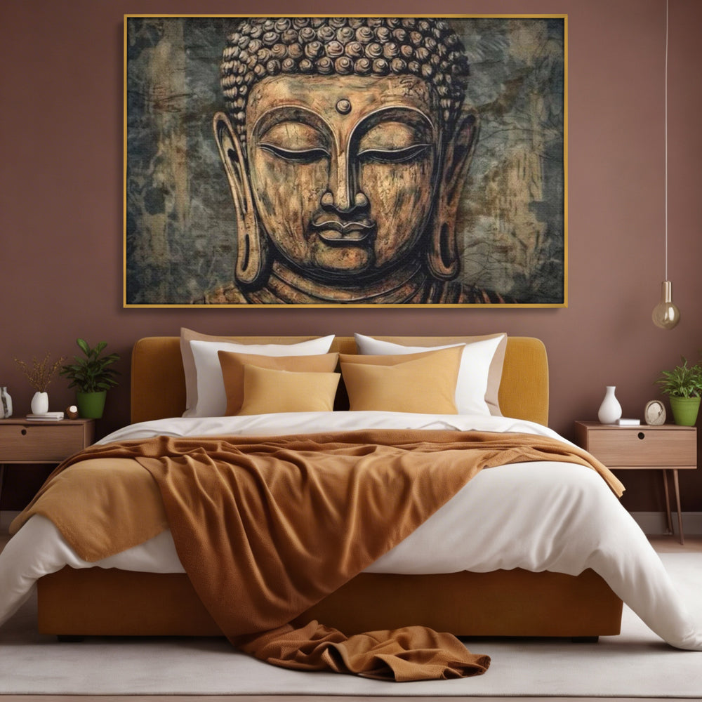 Tablou Canvas Premium LuxCanva® I142, Calm Interior, Buddha, Zen, Echilibru, Meditatie, Spiritualitate, Contemplare, Armonie, Traditie, Reflexie, Living, Dormitor