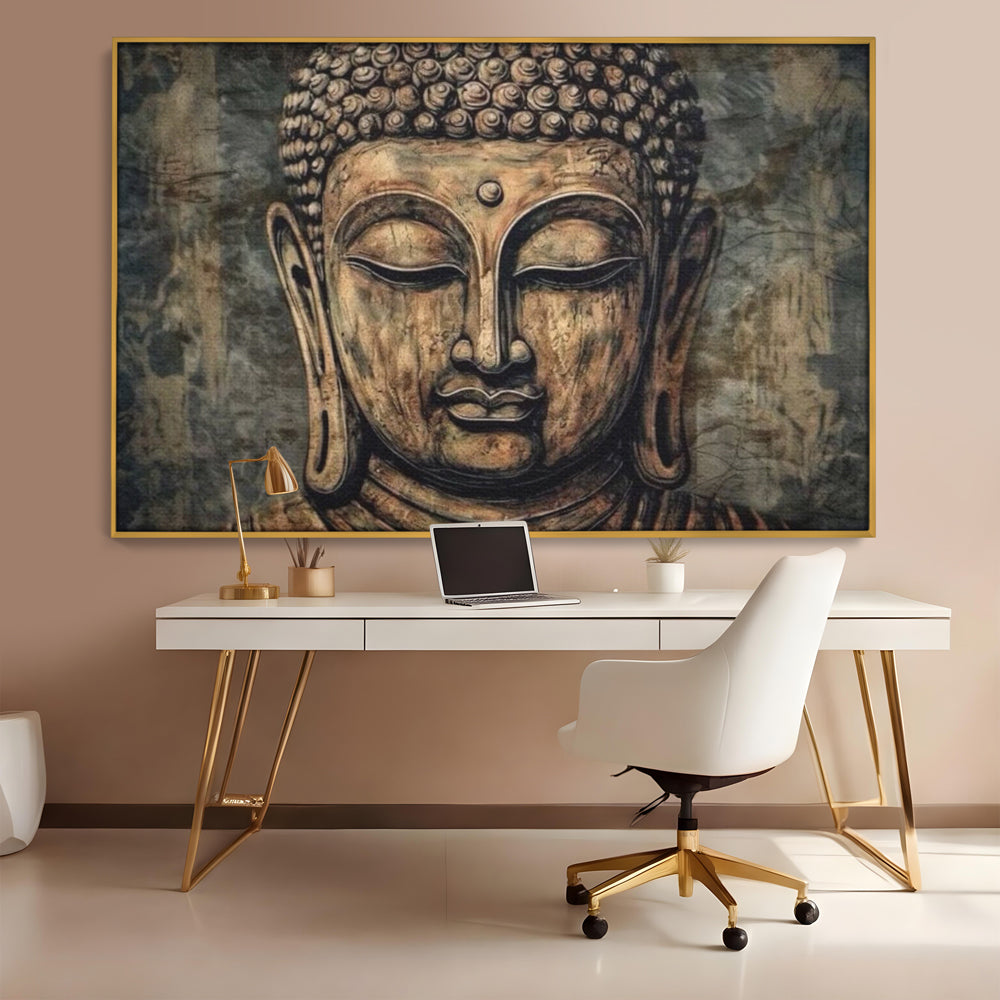 Tablou Canvas Premium LuxCanva® I142, Calm Interior, Buddha, Zen, Echilibru, Meditatie, Spiritualitate, Contemplare, Armonie, Traditie, Reflexie, Living, Dormitor