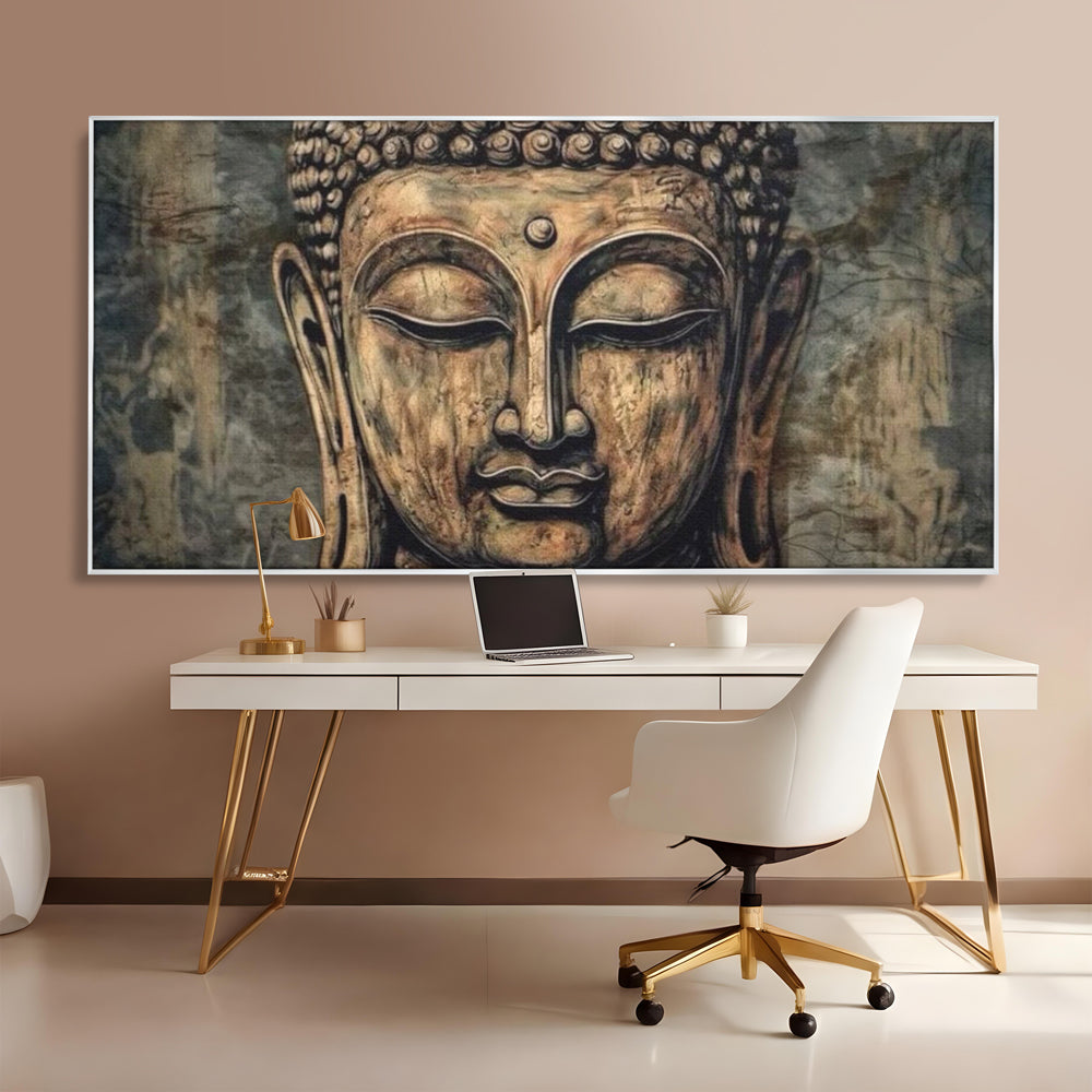 Tablou Canvas Premium LuxCanva® I142, Calm Interior, Buddha, Zen, Echilibru, Meditatie, Spiritualitate, Contemplare, Armonie, Traditie, Reflexie, Living, Dormitor