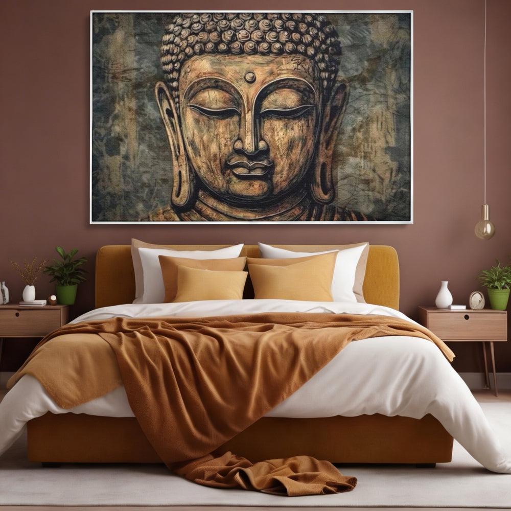 Tablou Canvas Premium LuxCanva® I142, Calm Interior, Buddha, Zen, Echilibru, Meditatie, Spiritualitate, Contemplare, Armonie, Traditie, Reflexie, Living, Dormitor
