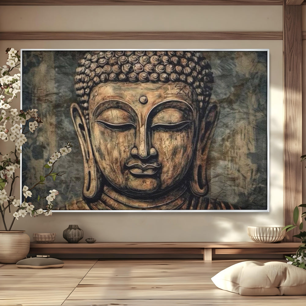 Tablou Canvas Premium LuxCanva® I142, Calm Interior, Buddha, Zen, Echilibru, Meditatie, Spiritualitate, Contemplare, Armonie, Traditie, Reflexie, Living, Dormitor