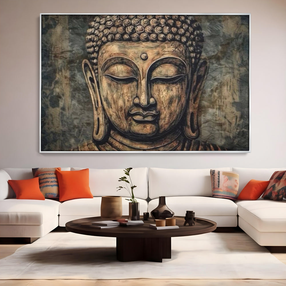Tablou Canvas Premium LuxCanva® I142, Calm Interior, Buddha, Zen, Echilibru, Meditatie, Spiritualitate, Contemplare, Armonie, Traditie, Reflexie, Living, Dormitor