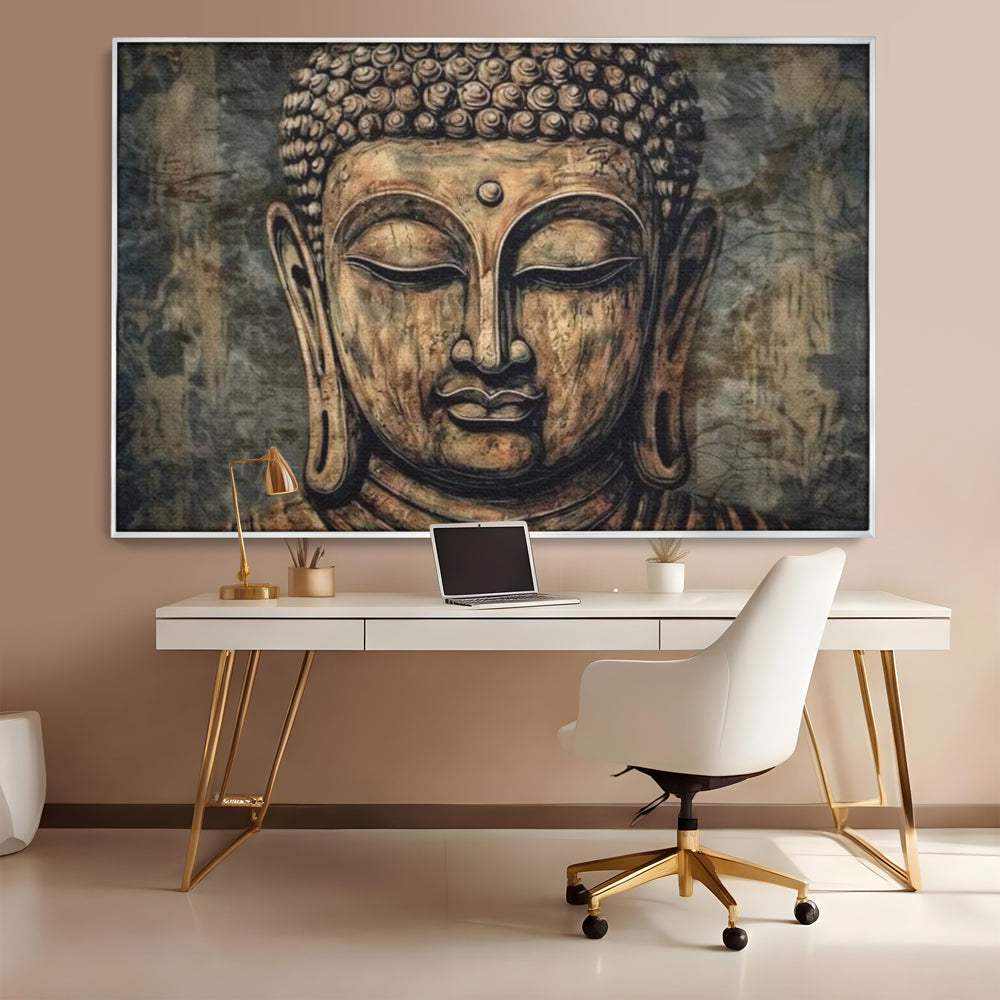 Tablou Canvas Premium LuxCanva® I142, Calm Interior, Buddha, Zen, Echilibru, Meditatie, Spiritualitate, Contemplare, Armonie, Traditie, Reflexie, Living, Dormitor