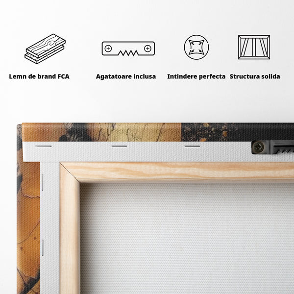 Tablou Canvas Premium, LuxCanva® I143, Lumini si Umbre, Buddha, Zen, Dualitate, Iluminare, Echilibru, Timp, Energie, Meditatie, Liniste, Gold, Marmura, Living, Dormitor