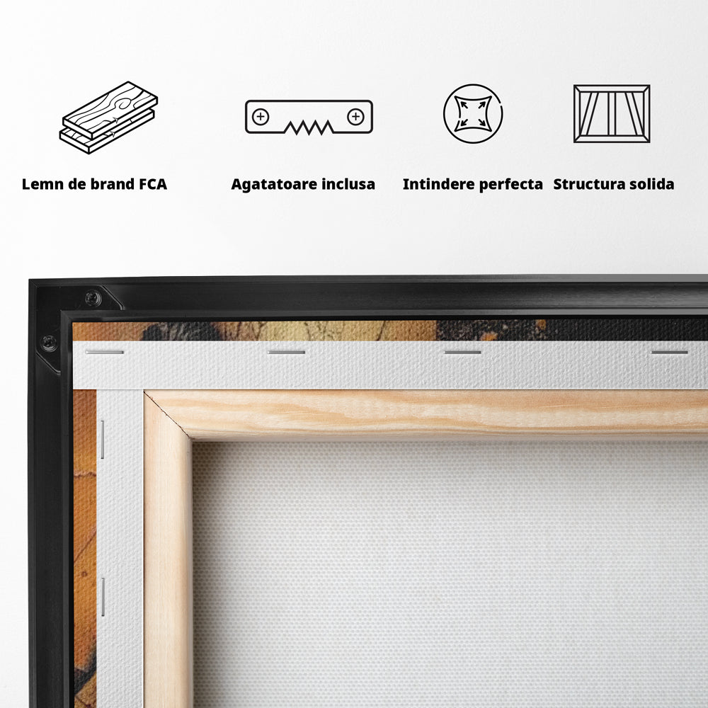 Tablou Canvas Premium, LuxCanva® I143, Lumini si Umbre, Buddha, Zen, Dualitate, Iluminare, Echilibru, Timp, Energie, Meditatie, Liniste, Gold, Marmura, Living, Dormitor