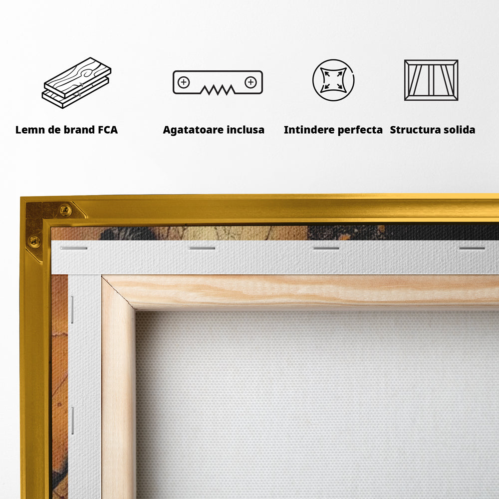 Tablou Canvas Premium, LuxCanva® I143, Lumini si Umbre, Buddha, Zen, Dualitate, Iluminare, Echilibru, Timp, Energie, Meditatie, Liniste, Gold, Marmura, Living, Dormitor