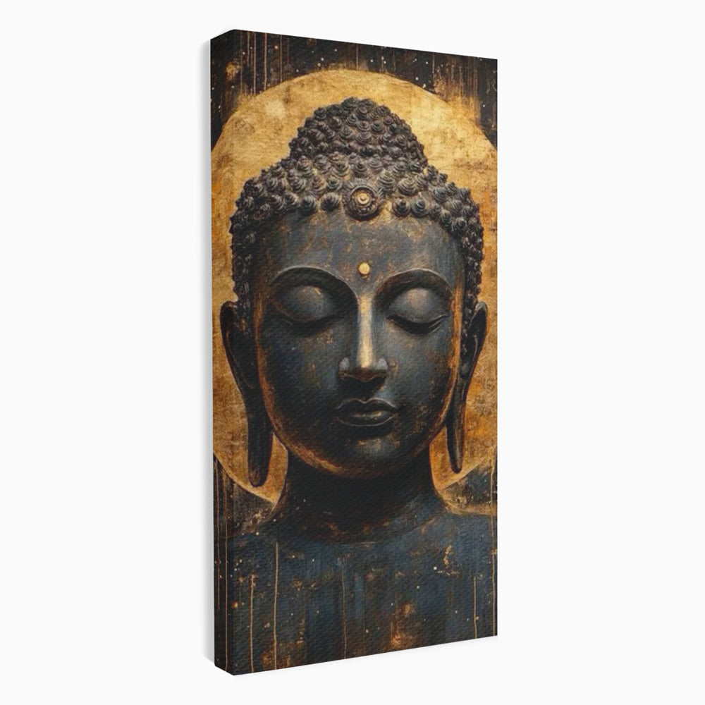 Leinwandbilder Premium LuxCanva® I146, Energie und Ruhe, Buddha, Zen, Ruhe, Weisheit, Erleuchtung, Erleuchtung, Spiritualität, Harmonie, Urne, Aura, Feuer, Gold, Wohnen, Schlafzimmer