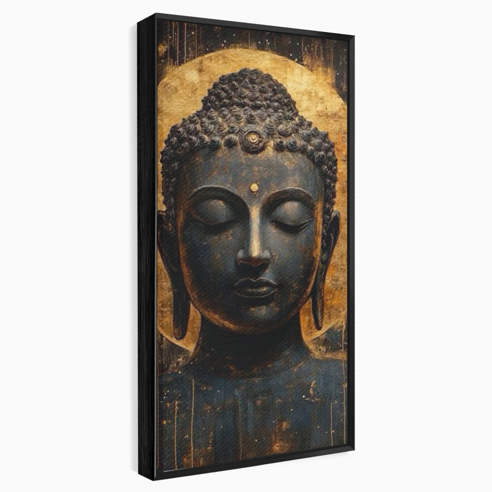 Leinwandbilder Premium LuxCanva® I146, Energie und Ruhe, Buddha, Zen, Ruhe, Weisheit, Erleuchtung, Erleuchtung, Spiritualität, Harmonie, Urne, Aura, Feuer, Gold, Wohnen, Schlafzimmer