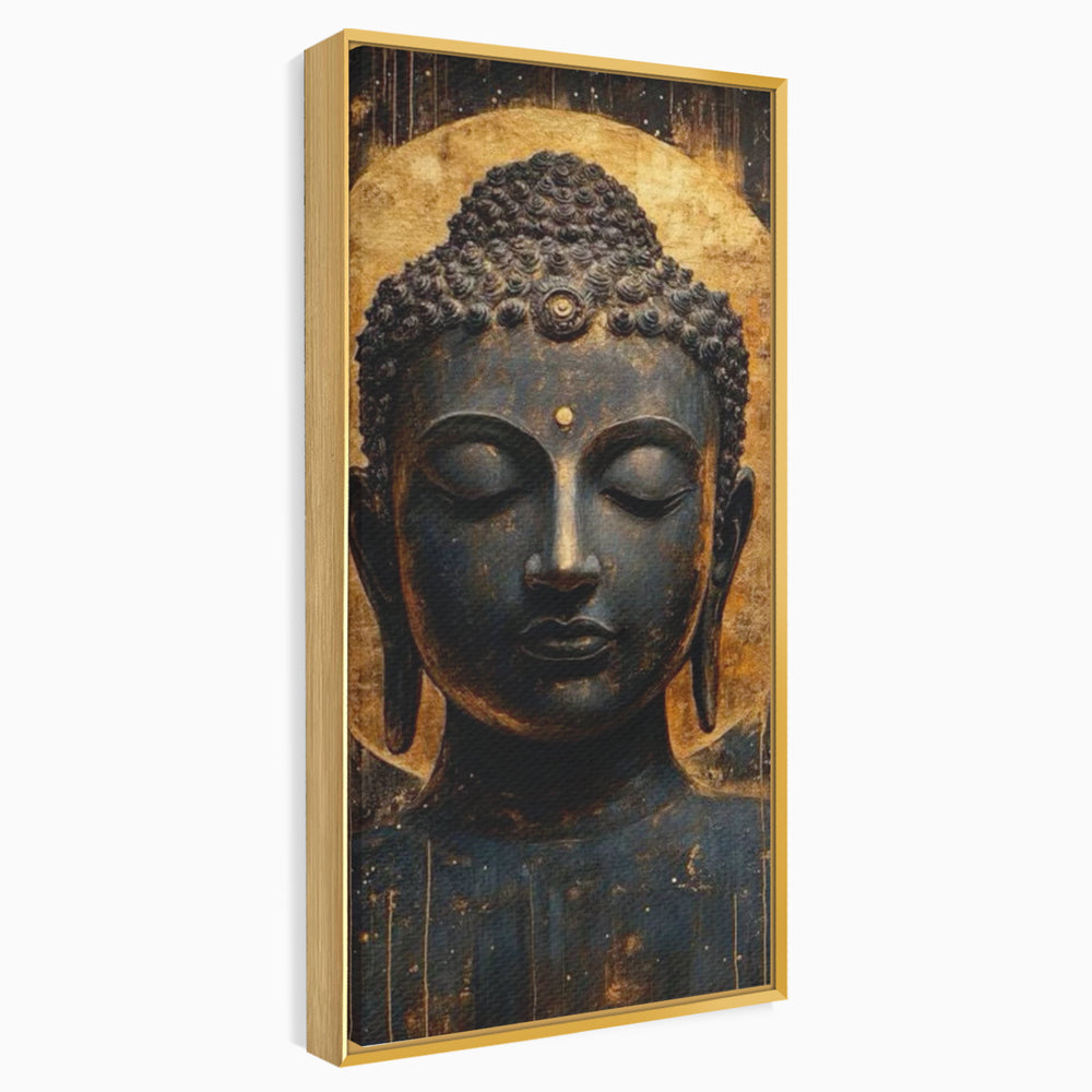 Leinwandbilder Premium LuxCanva® I146, Energie und Ruhe, Buddha, Zen, Ruhe, Weisheit, Erleuchtung, Erleuchtung, Spiritualität, Harmonie, Urne, Aura, Feuer, Gold, Wohnen, Schlafzimmer