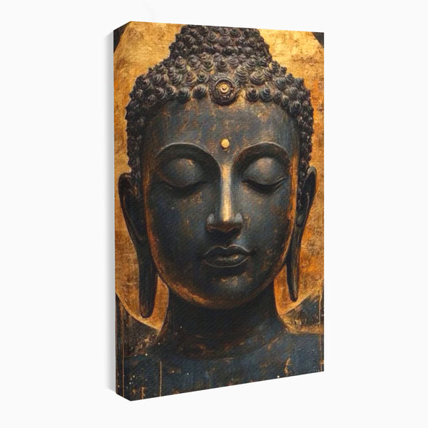 Leinwandbilder Premium LuxCanva® I146, Energie und Ruhe, Buddha, Zen, Ruhe, Weisheit, Erleuchtung, Erleuchtung, Spiritualität, Harmonie, Urne, Aura, Feuer, Gold, Wohnen, Schlafzimmer