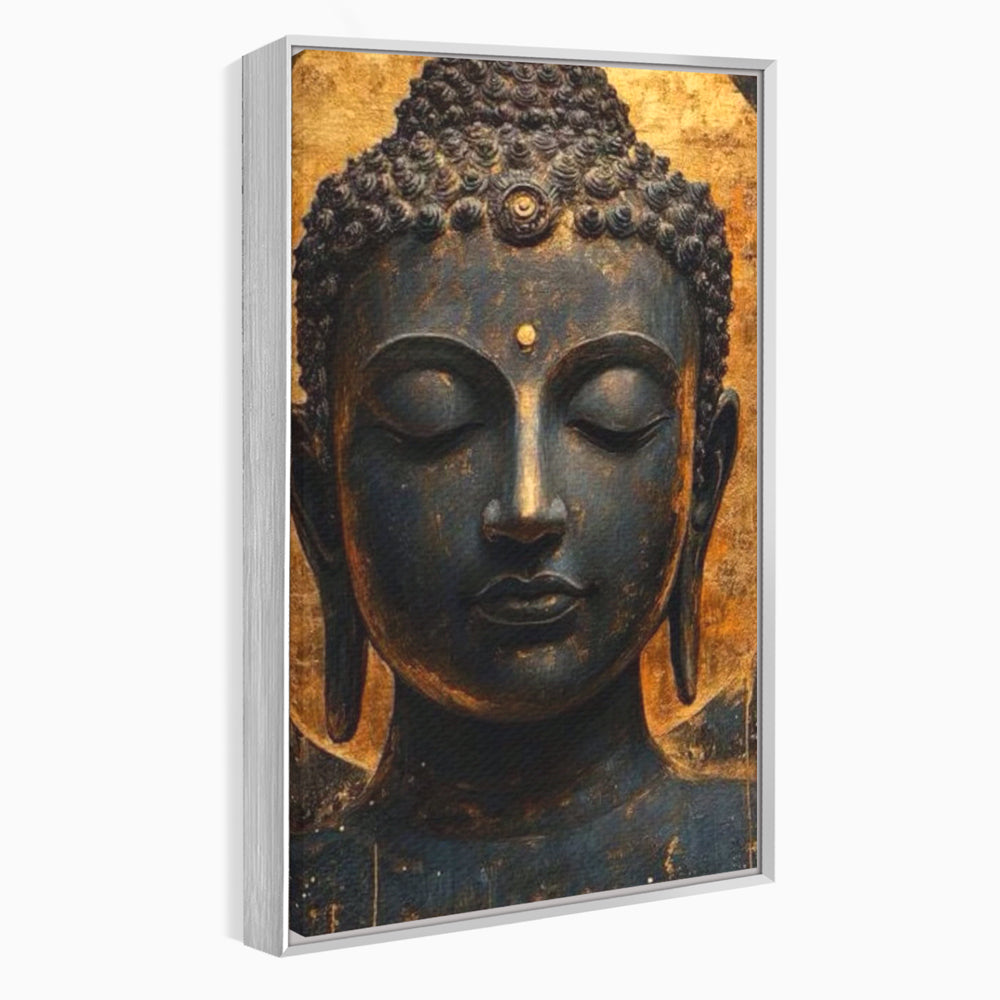 Leinwandbilder Premium LuxCanva® I146, Energie und Ruhe, Buddha, Zen, Ruhe, Weisheit, Erleuchtung, Erleuchtung, Spiritualität, Harmonie, Urne, Aura, Feuer, Gold, Wohnen, Schlafzimmer
