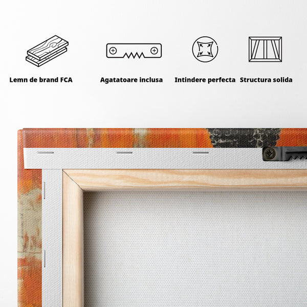 Leinwand Leinwand Wandkunst Premium, LuxCanva® I147, Peace of Mind, Buddha, Zen, Ruhe, Weisheit, Baum, Äste, Profil, Heilige Kunst, Meditation, Harmonie, Orange, Wohnen, Schlafzimmer
