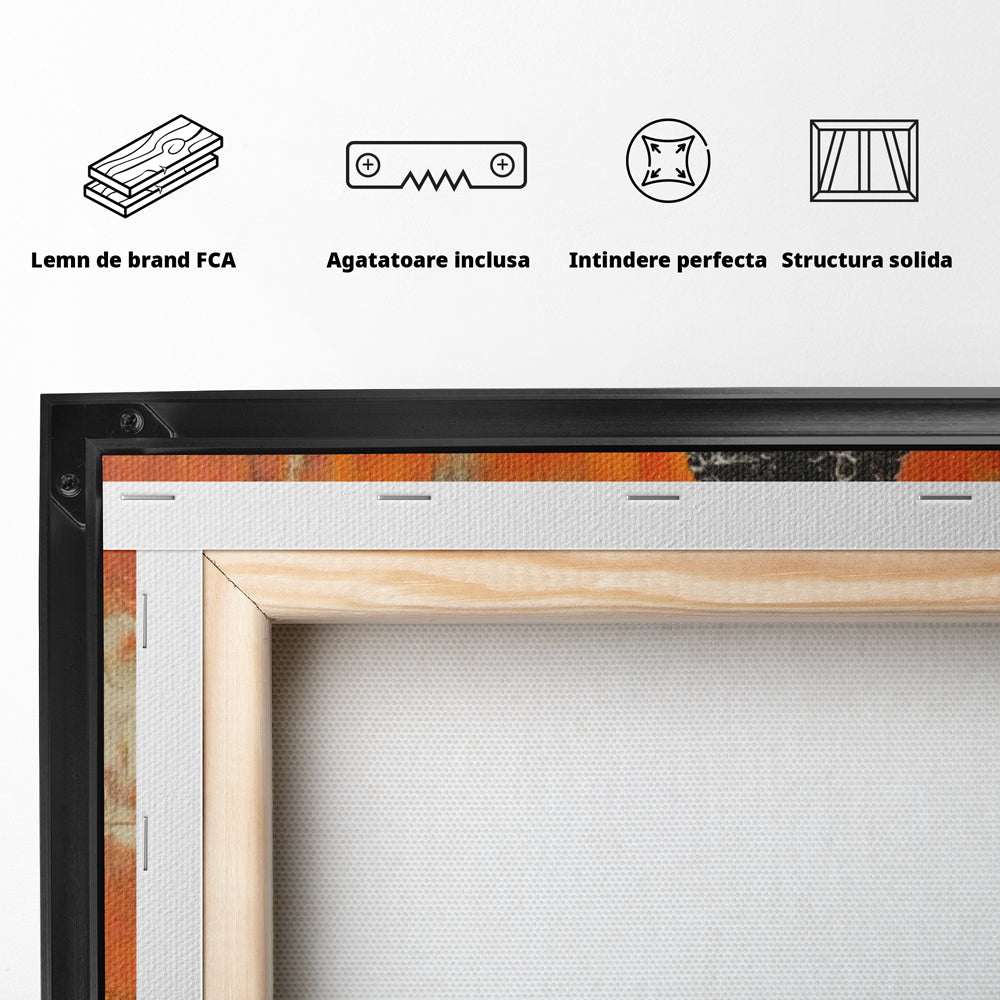 Leinwand Leinwand Wandkunst Premium, LuxCanva® I147, Peace of Mind, Buddha, Zen, Ruhe, Weisheit, Baum, Äste, Profil, Heilige Kunst, Meditation, Harmonie, Orange, Wohnen, Schlafzimmer