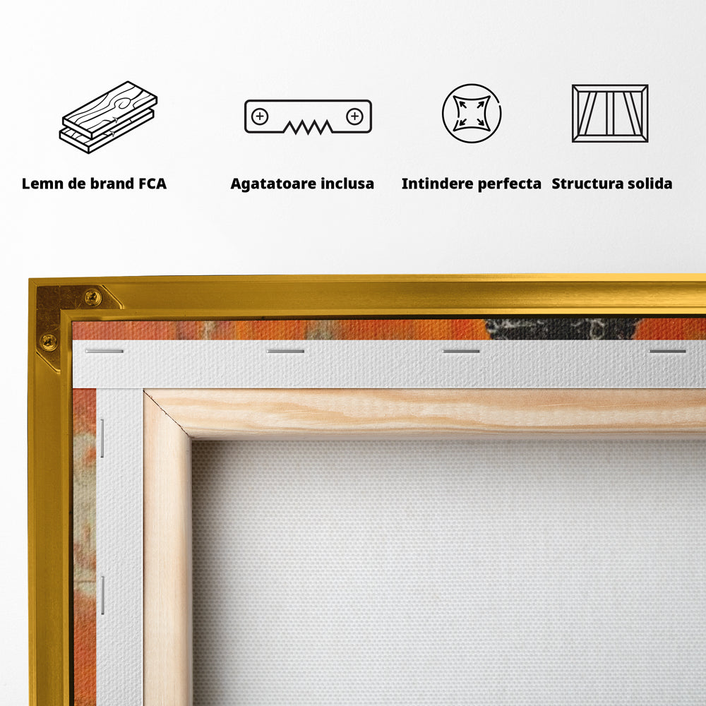 Leinwand Leinwand Wandkunst Premium, LuxCanva® I147, Peace of Mind, Buddha, Zen, Ruhe, Weisheit, Baum, Äste, Profil, Heilige Kunst, Meditation, Harmonie, Orange, Wohnen, Schlafzimmer