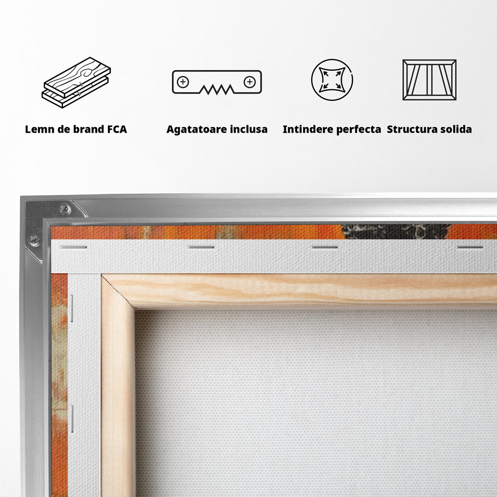 Leinwand Leinwand Wandkunst Premium, LuxCanva® I147, Peace of Mind, Buddha, Zen, Ruhe, Weisheit, Baum, Äste, Profil, Heilige Kunst, Meditation, Harmonie, Orange, Wohnen, Schlafzimmer