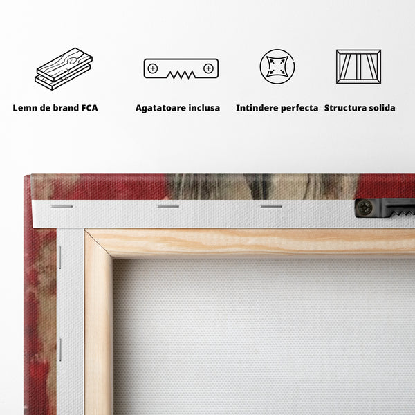 Leinwand Leinwand Wandkunst Premium LuxCanva® I148, Zen Essenz, Buddha, Zen, Meditation, Yoga, Lotus, Aura, Spiritualität, Harmonie, Gebet, Innerer Frieden, Rot, Wohnen, Schlafzimmer