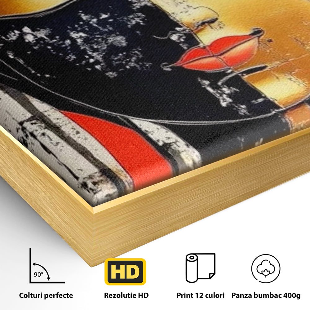 Tablou Canvas Premium LuxCanva® I149, Dualitate Sacra, Zen, Echilibru, Meditatie, Spiritualitate, Contemplare, Armonie, Reflexie, Buze Rosii, Eleganta, Living, Dormitor