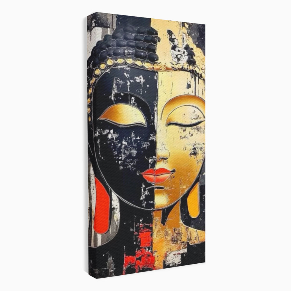 Tablou Canvas Premium LuxCanva® I149, Dualitate Sacra, Zen, Echilibru, Meditatie, Spiritualitate, Contemplare, Armonie, Reflexie, Buze Rosii, Eleganta, Living, Dormitor