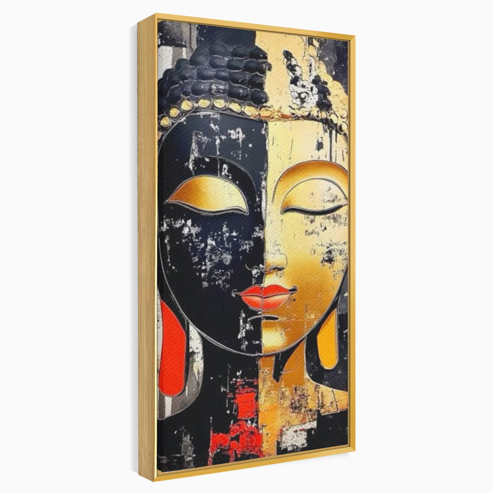 Tablou Canvas Premium LuxCanva® I149, Dualitate Sacra, Zen, Echilibru, Meditatie, Spiritualitate, Contemplare, Armonie, Reflexie, Buze Rosii, Eleganta, Living, Dormitor