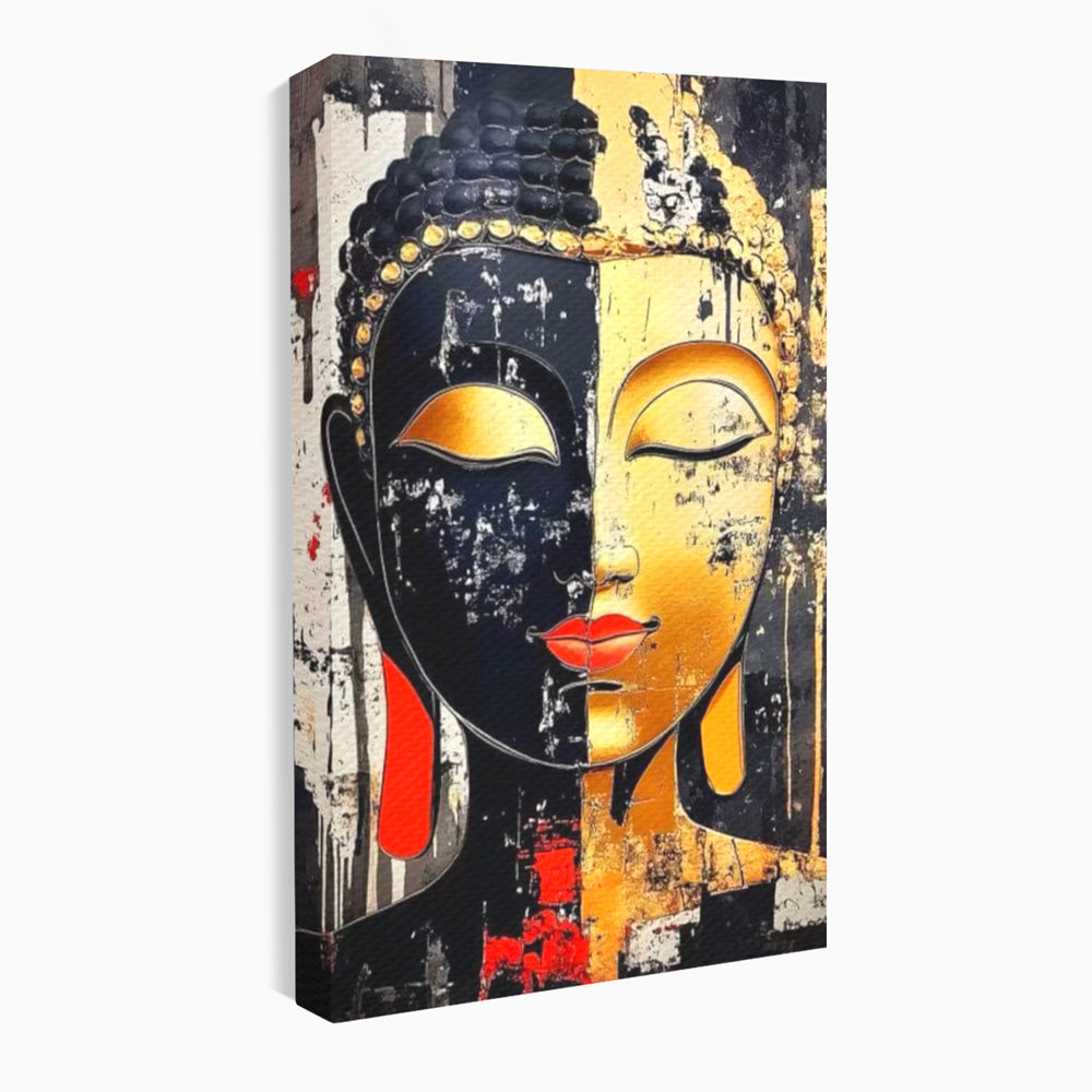 Tablou Canvas Premium LuxCanva® I149, Dualitate Sacra, Zen, Echilibru, Meditatie, Spiritualitate, Contemplare, Armonie, Reflexie, Buze Rosii, Eleganta, Living, Dormitor