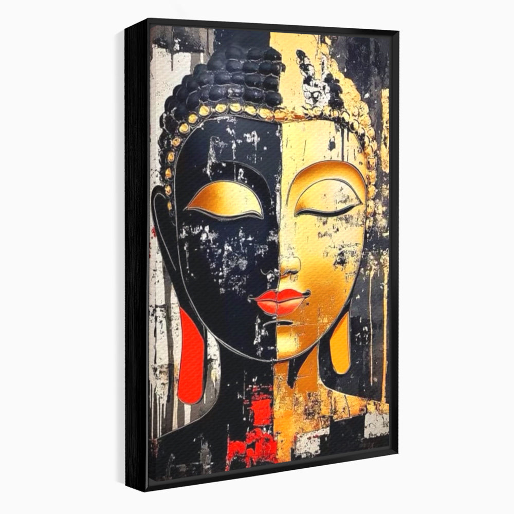 Tablou Canvas Premium LuxCanva® I149, Dualitate Sacra, Zen, Echilibru, Meditatie, Spiritualitate, Contemplare, Armonie, Reflexie, Buze Rosii, Eleganta, Living, Dormitor