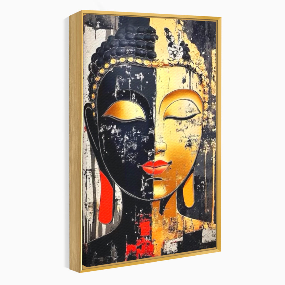 Tablou Canvas Premium LuxCanva® I149, Dualitate Sacra, Zen, Echilibru, Meditatie, Spiritualitate, Contemplare, Armonie, Reflexie, Buze Rosii, Eleganta, Living, Dormitor