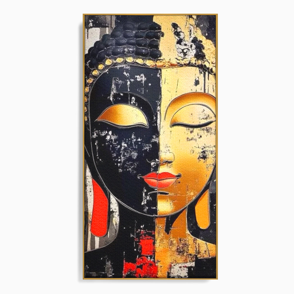 Tablou Canvas Premium LuxCanva® I149, Dualitate Sacra, Zen, Echilibru, Meditatie, Spiritualitate, Contemplare, Armonie, Reflexie, Buze Rosii, Eleganta, Living, Dormitor
